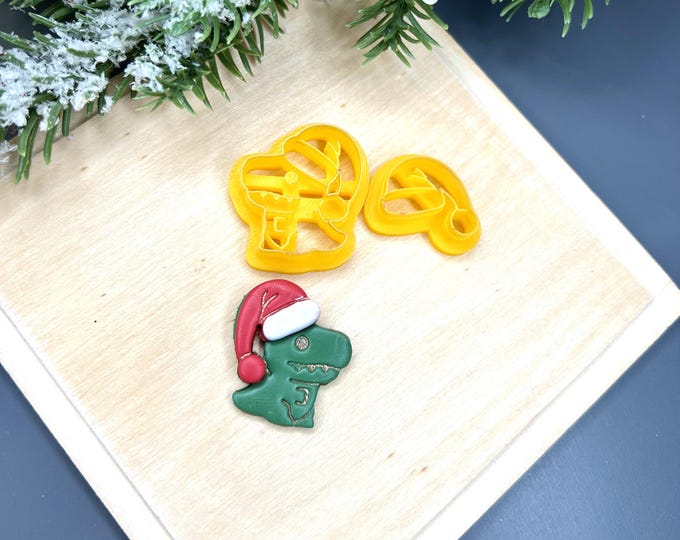 Christmas Dinosaur Polymer Clay Cutters - Handmade Earrings - Ceramic tools