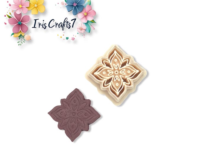 Flower Tile Polymer Clay Cutter – Intricate Mandala Clay Tool – Earring Making Cutter for DIY Jewellery & Crafts