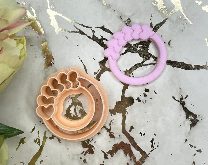 Circle with hearts polymer clay cutter / earrings cutter