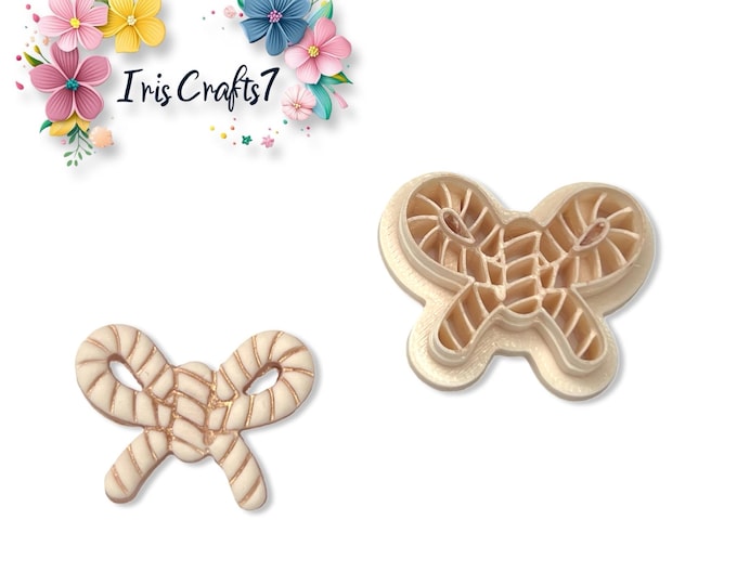 Candy Cane Ribbon Polymer Clay Cutter for Christmas Earring Making, Jewellery Tools