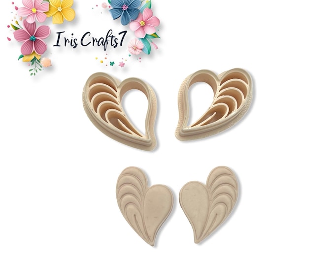 Curved Heart Wing Polymer Clay Cutter – Intricate Decorative Clay Tool for Earring Making & Handmade Jewellery Crafts