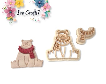Polar Bear with Scarf Polymer Clay Cutters for Christmas Earring Making, Craft Tools