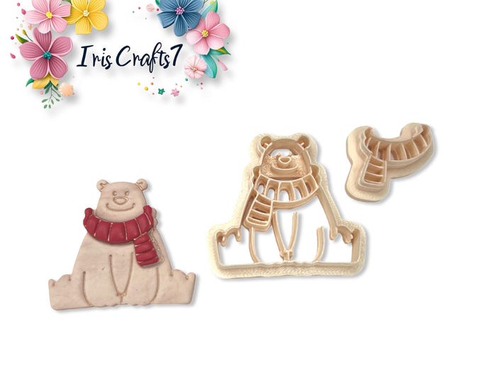 Polar Bear with Scarf Polymer Clay Cutters for Christmas Earring Making, Craft Tools