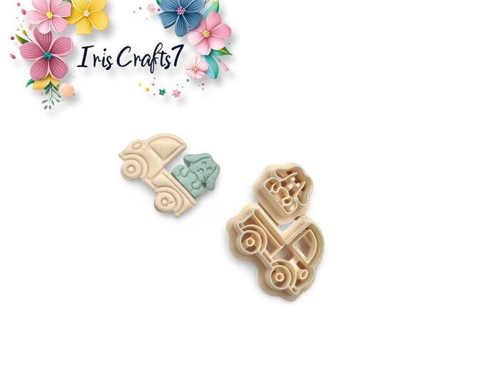 Bunny with Truck Polymer Clay Cutters - Earring Making - Ceramic Tools
