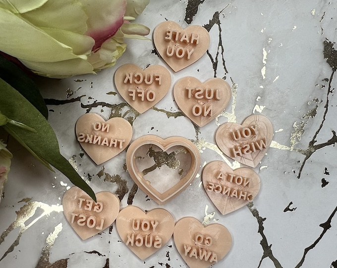 Anti Valentine message polymer clay cutter