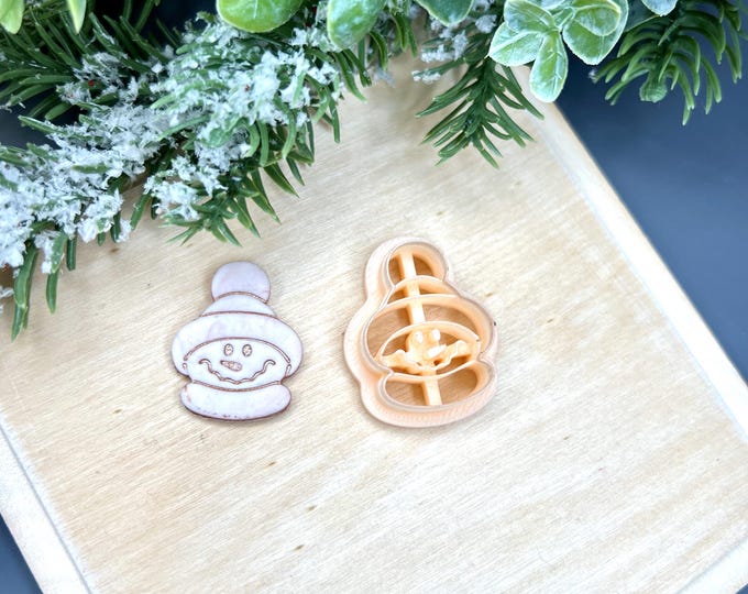 Snowman 5 Polymer Clay Cutters - Handmade Earrings - Ceramic tools - Christmas Jewellery