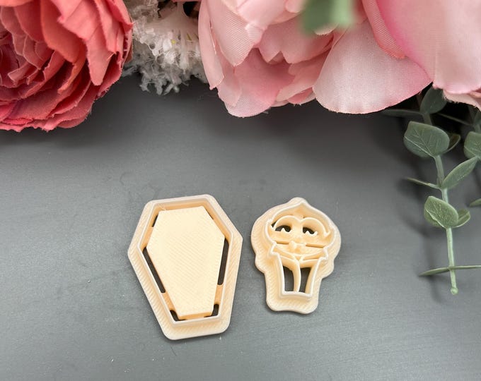 Vampire in Coffin Polymer Clay Cutters – Spooky Halloween Craft Tools