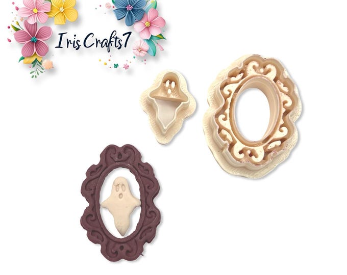 Gothic Frame with Ghost Polymer Clay Cutter – Spooky Halloween Clay Tool for Earring Making & Jewellery Crafts