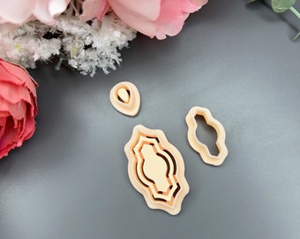 Earring with precious stone 3 clay cutters_ Boho Clay Cutter_ Polymer clay cutter_ Clay Supplies