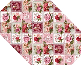 Valentine Patchwork No.1 Image Transfer Paper Water-Soluble Sheet Polymer Clay Earrings