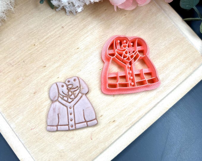 Dogs in Love Polymer Clay Cutters - Valentine's Earrings - Ceramic Tools