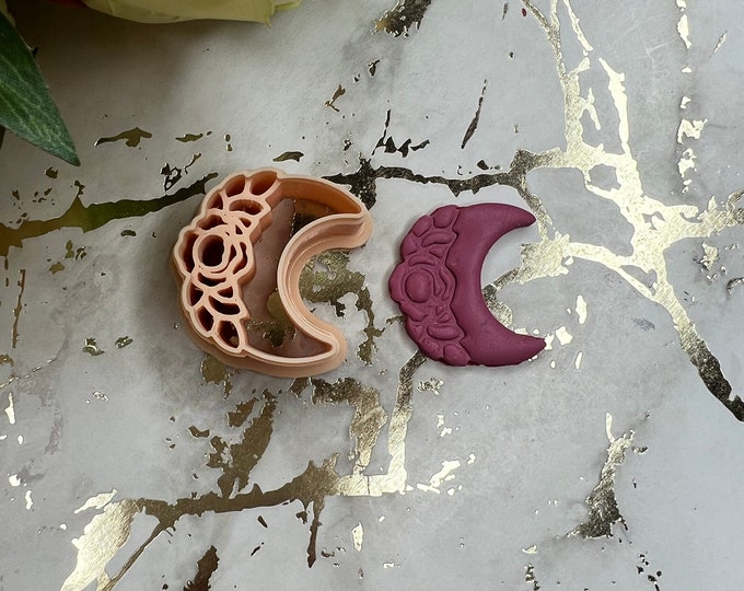 Floral moon polymer clay cutter