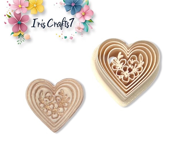 Floral Heart no. 5 Polymer Clay Cutter, Valentine Jewelry Making, Seasonal Craft Project Tool