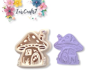 Mushroom House 4 Polymer Clay Cutter – Fairy Garden Earring Tool – Cute Cottagecore Clay Mold