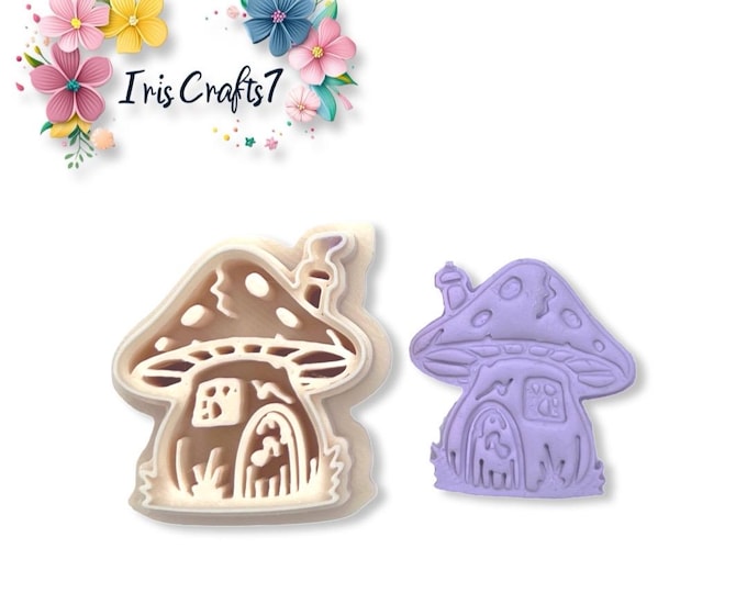 Mushroom House 4 Polymer Clay Cutter - Autumn Earrings (4)