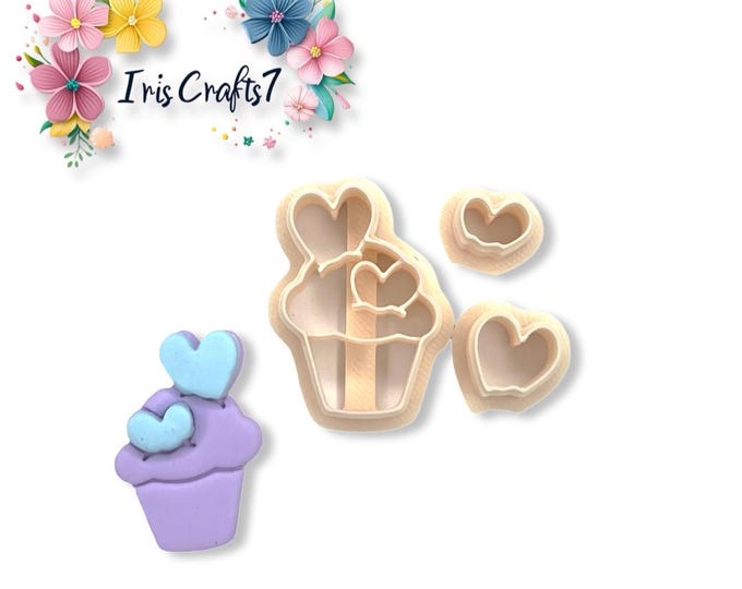 Cupcake Polymer Clay Cutter Valentine Heart Earrings Jewelry Tool