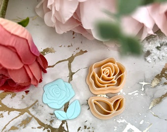 Clay cutters Rose with Leaves| Ceramic tools| Valentine earrings| Polymer clay cutters| Clay tools