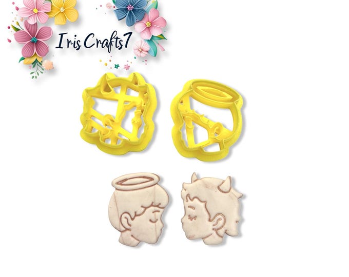 Devil and Angel Kiss Polymer Clay Cutters for Valentine Earrings Jewelry Tool
