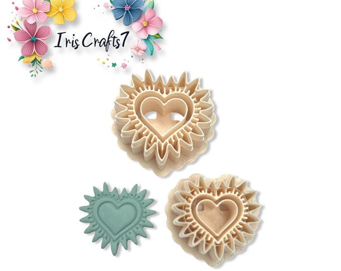 Heart Sunflower Polymer Clay Cutter | Floral Earring Shape | Craft Tool