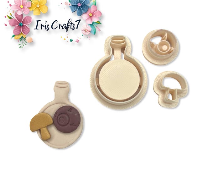 Polymer Clay Cutters Set – Potion Bottle, Mushroom and Magic Symbols for Halloween Earring Making, Jewellery Crafts & DIY Tools