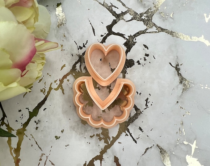 Scalloped arch with heart polymer clay cutters / earrings cutters