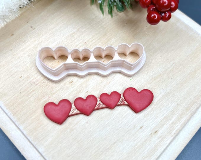 Valentine's Hearts Barrette Polymer Clay Cutter - Handmade Earring - Jewellery Making