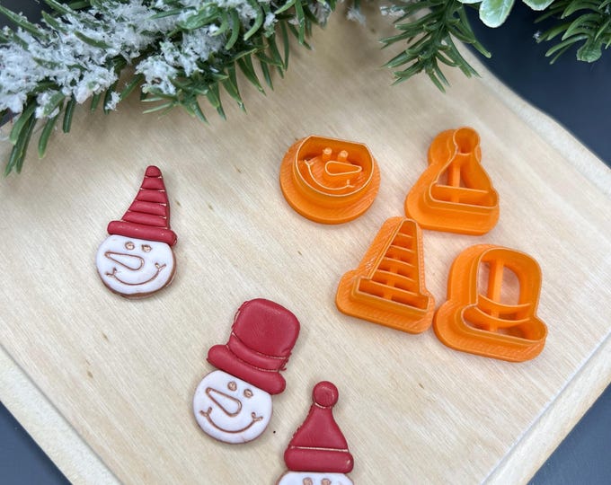 Snowman Hats Polymer Clay Cutter Set - Handmade Christmas Jewellery & Ceramic Tools for Earrings Making
