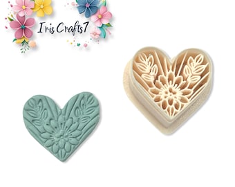 Heart Floral No. 6 Polymer Clay Cutter | Earring Shape | Craft Tool