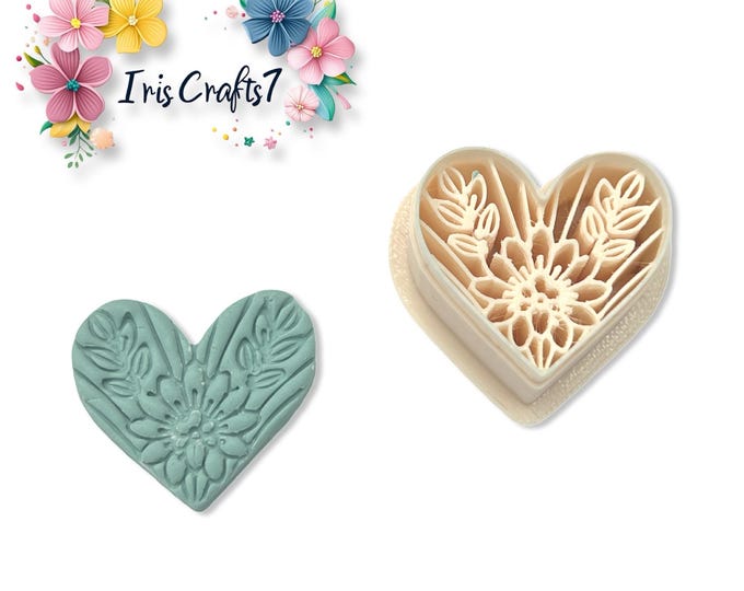Heart Floral No. 6 Polymer Clay Cutter | Earring Shape | Craft Tool
