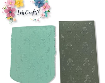 Bows and Hearts Rubber Texture Mat for Polymer Clay Jewelry Tool