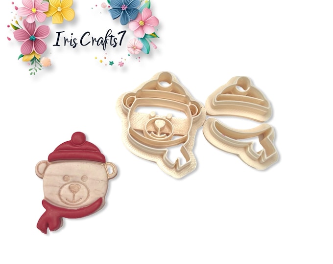 Bear with Scarf and Hat Polymer Clay Cutters for Christmas Earring Making