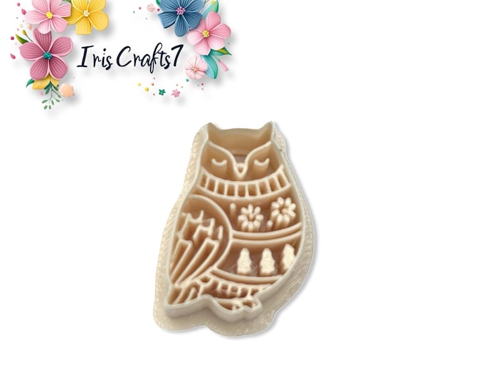 Owl with Patterned Sweater Polymer Clay Cutter for Christmas Earring Making