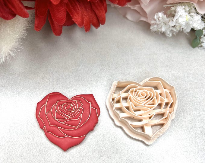 Rose Heart Polymer Clay Cutter - Valentine's Earrings - Handmade Jewellery