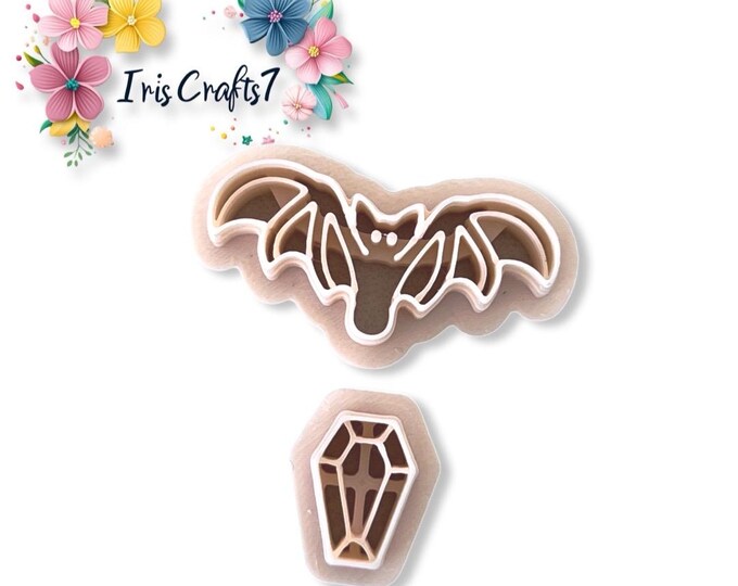 Bat with Ruby Polymer Clay Cutter - Ceramic tools - Halloween Jewellery