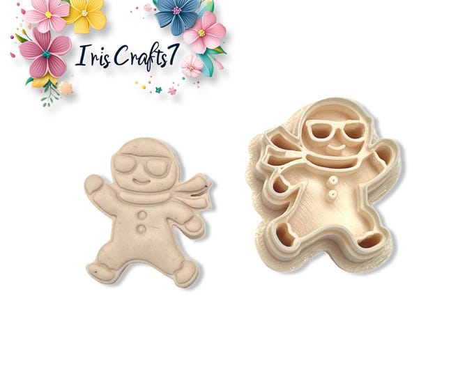 Clay Cutters Gingerbread Man with Sunglasses – Funny Christmas Earring Making Tools, Holiday Polymer Clay Cutters for Jewellery & Crafts