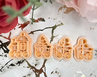 Clay Cutters Christmas Train Set – Festive Polymer Clay Cutter for Holiday Earrings & DIY Crafts