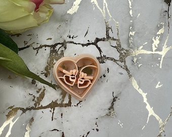 Polymer Clay Cutter Heart with Skulls – Halloween Earring & Jewellery Tool