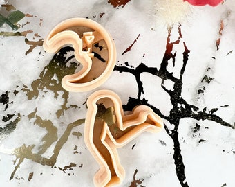 Moon Face & Legs Polymer Clay Cutters Set for Earrings and Jewelry Making