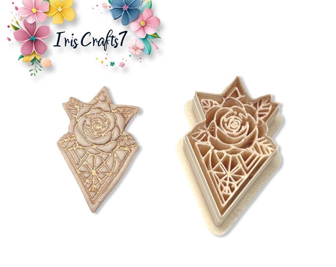 Rose with Triangles Polymer Clay Cutter for Handmade Earring & Jewellery Making
