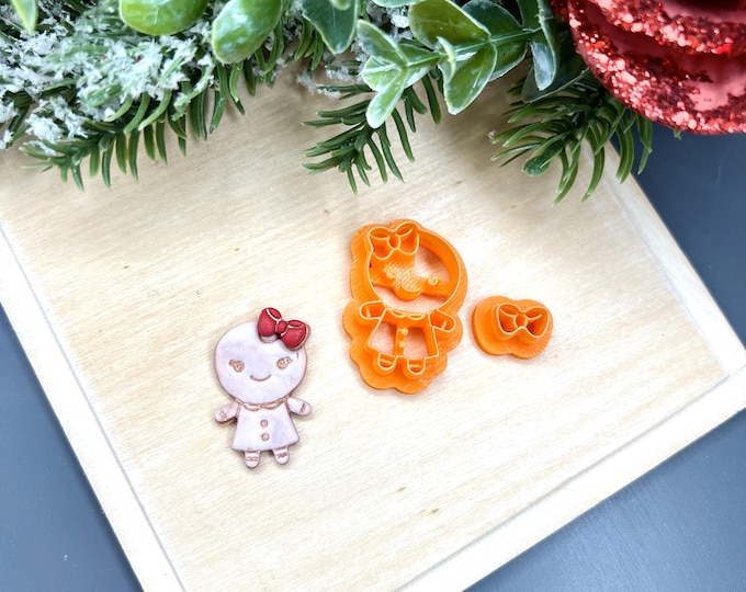 Gingerbread Girl 4 Polymer Clay Cutters - Handmade Earrings - Cookie Cutters - Ceramic Tools