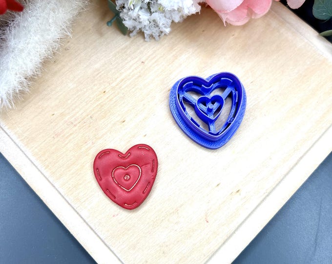 Vinyl Heart 2 Polymer Clay Cutter - Valentine's Earrings - Ceramic Tools - Cookie Cutter