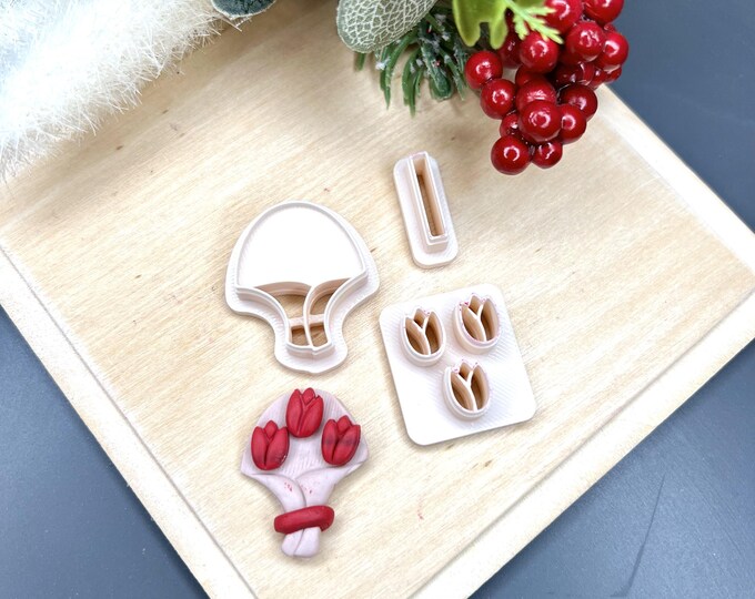 Valentine's Bouquet of Flowers Polymer Clay Cutter - Handmade Earring - Jewellery Making