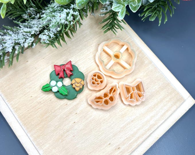 Wreath 7 Polymer Clay Cutters - Handmade Earrings - Ceramic tools - Christmas Jewellery