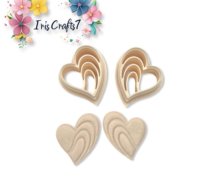 Layered Heart Polymer Clay Cutters Set – Decorative Clay Tools for Earring Making & Handmade Jewellery Craft Projects