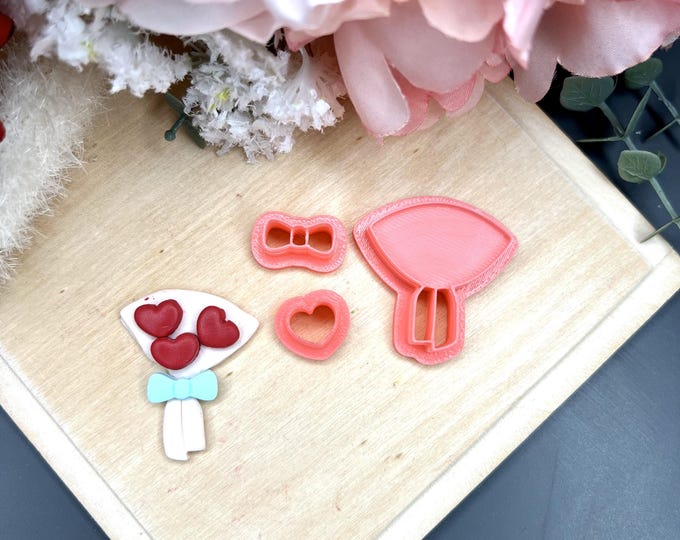 Bouquet with Hearts Polymer Clay Cutters - Valentine's Earrings - Handmade Jewellery