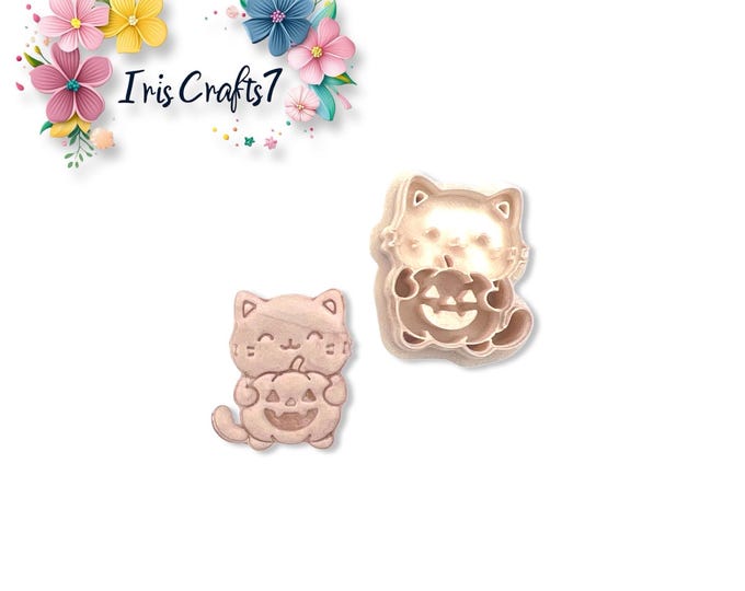 Cat Pumpkin 3 Polymer Clay Cutter – Halloween Earring Making Tools – Cute Fall Cookie Cutters for Handmade Jewelry