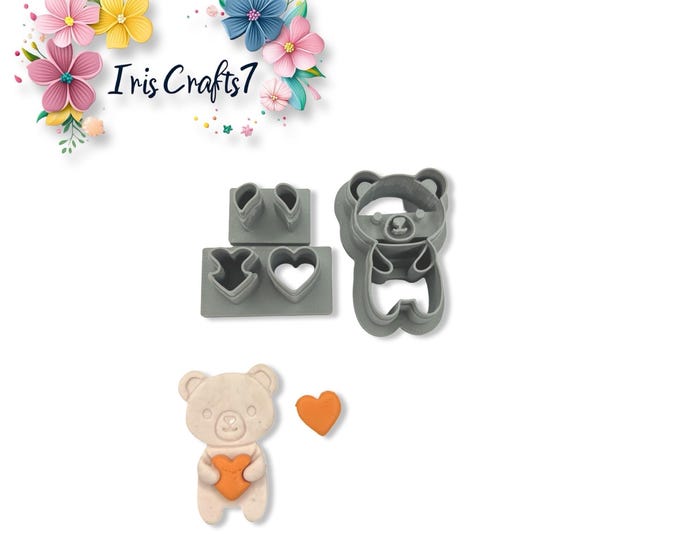 Love Bear Set Polymer Clay Cutter Valentine Earrings Tool