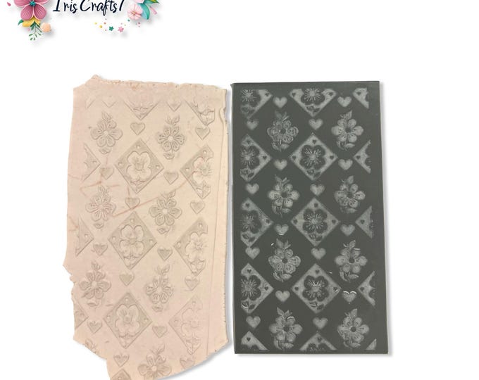 Hearts and Flowers Rubber Texture Mat Polymer Clay Valentine Earrings Sheet