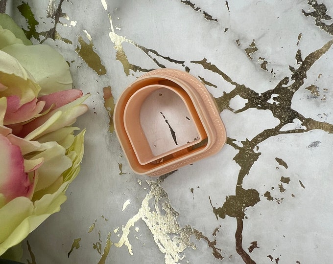 Half oval with lines polymer clay cutter