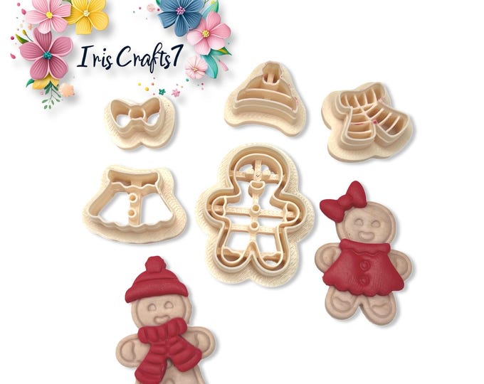 Gingerbread Clothes Set Polymer Clay Cutter for Christmas Jewellery Making, Earrings Tools